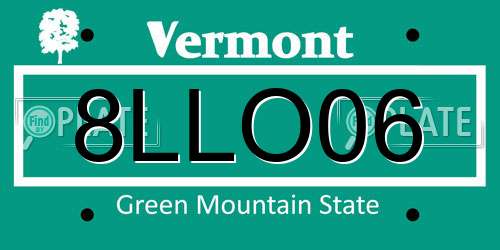 8LLO06 Vermont License Plate
