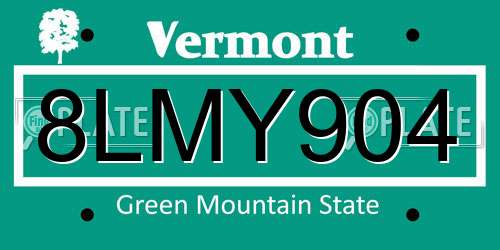 8LMY904 Vermont License Plate