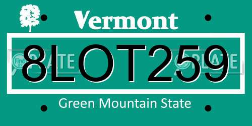 8LOT259 Vermont License Plate