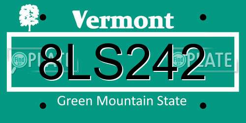 8LS242 Vermont License Plate