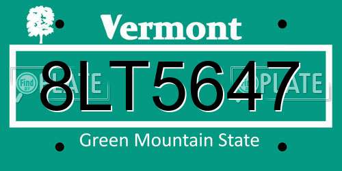 8LT5647 Vermont License Plate