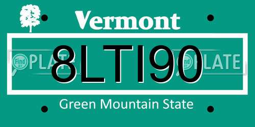 8LTI90 Vermont License Plate