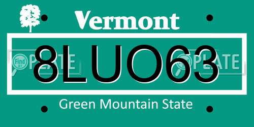 8LUO63 Vermont License Plate
