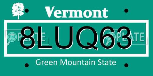 8LUQ63 Vermont License Plate