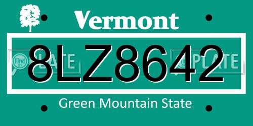 8LZ8642 Vermont License Plate