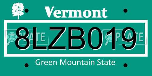 8LZB019 Vermont License Plate