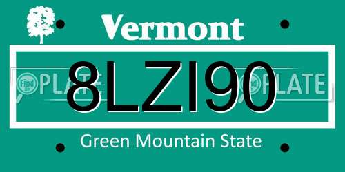 8LZI90 Vermont License Plate