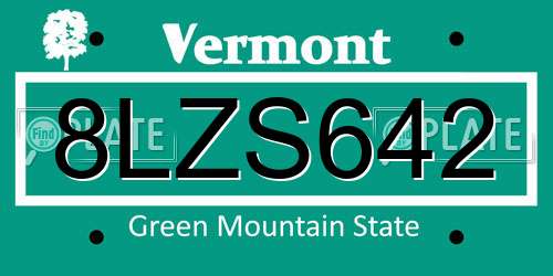 8LZS642 Vermont License Plate