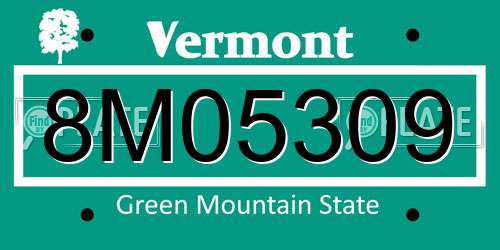 8M05309 Vermont License Plate