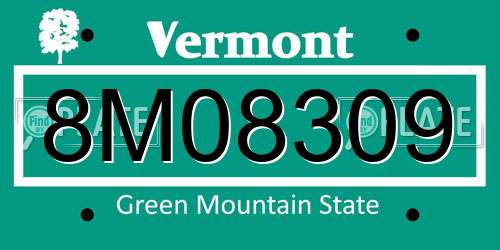 8M08309 Vermont License Plate