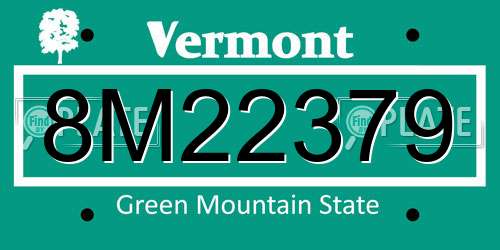 8M22379 Vermont License Plate