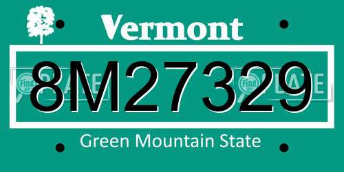 8M27329 Vermont License Plate