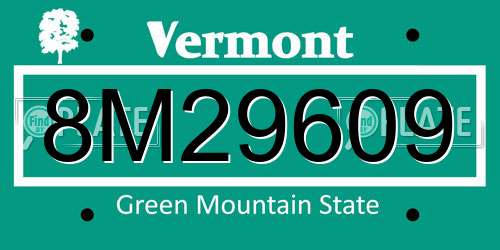8M29609 Vermont License Plate