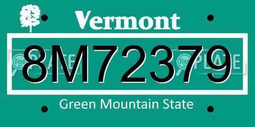 8M72379 Vermont License Plate