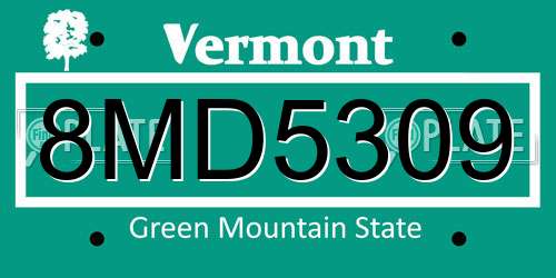 8MD5309 Vermont License Plate