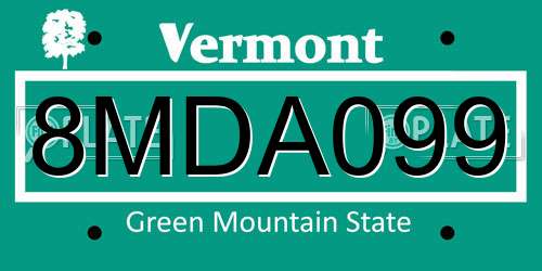 8MDA099 Vermont License Plate