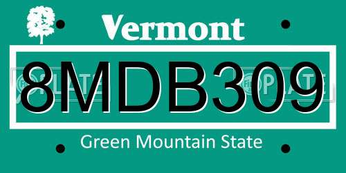 8MDB309 Vermont License Plate