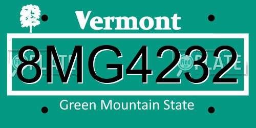 8MG4232 Vermont License Plate