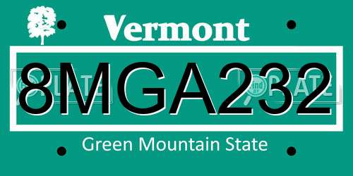 8MGA232 Vermont License Plate