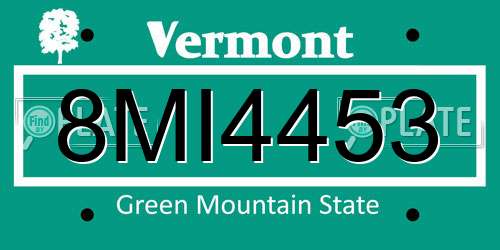 8MI4453 Vermont License Plate