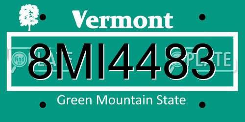 8MI4483 Vermont License Plate