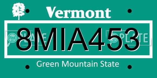 8MIA453 Vermont License Plate