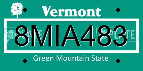 8MIA483 Vermont License Plate