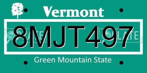 8MJT497 Vermont License Plate