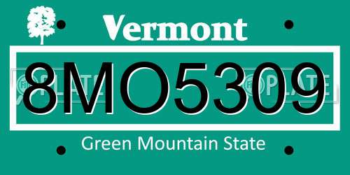 8MO5309 Vermont License Plate