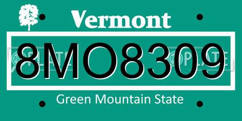 8MO8309 Vermont License Plate