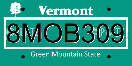 8MOB309 Vermont License Plate