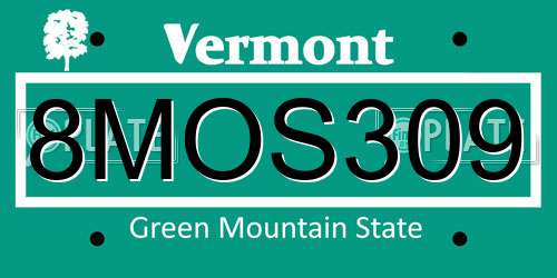 8MOS309 Vermont License Plate