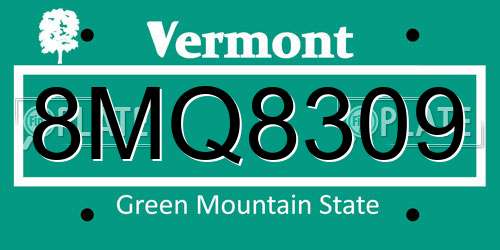 8MQ8309 Vermont License Plate