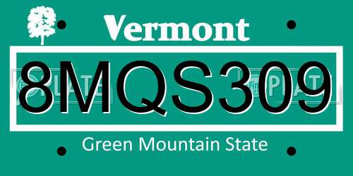 8MQS309 Vermont License Plate
