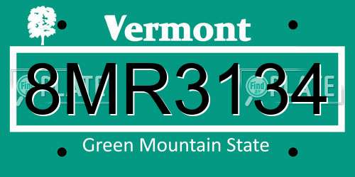8MR3134 Vermont License Plate