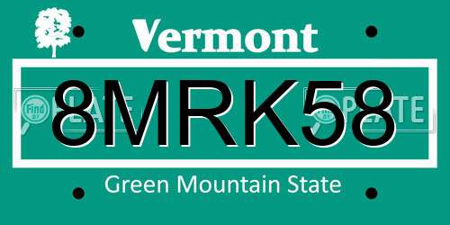 8MRK58 Vermont License Plate