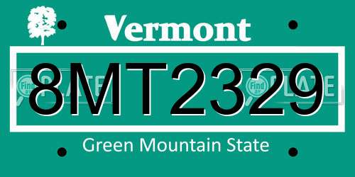 8MT2329 Vermont License Plate