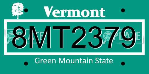 8MT2379 Vermont License Plate