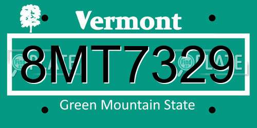 8MT7329 Vermont License Plate