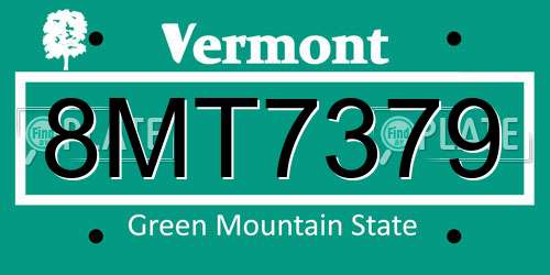 8MT7379 Vermont License Plate