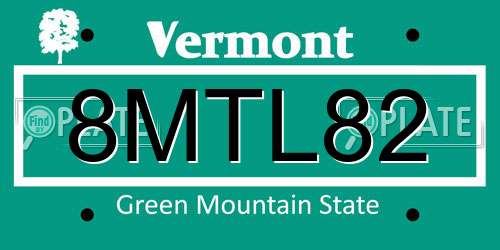 8MTL82 Vermont License Plate
