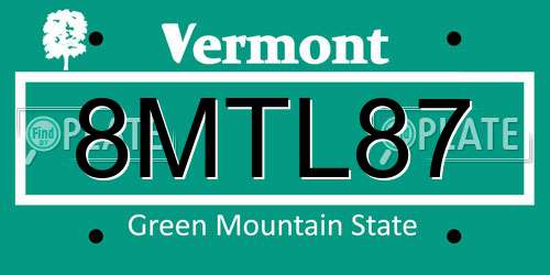 8MTL87 Vermont License Plate