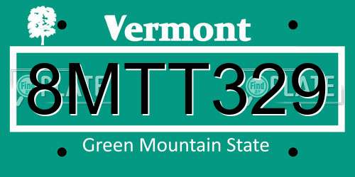 8MTT329 Vermont License Plate
