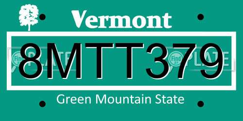 8MTT379 Vermont License Plate