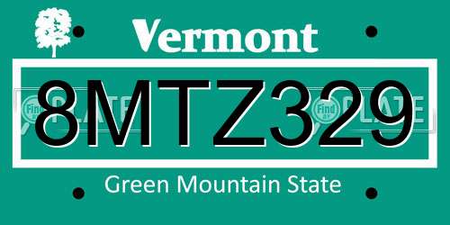 8MTZ329 Vermont License Plate