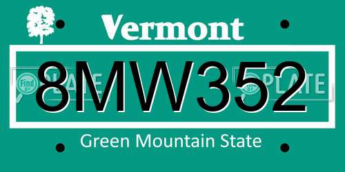 8MW352 Vermont License Plate