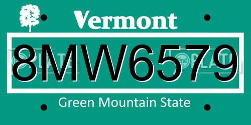 8MW6579 Vermont License Plate