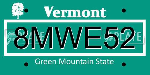 8MWE52 Vermont License Plate