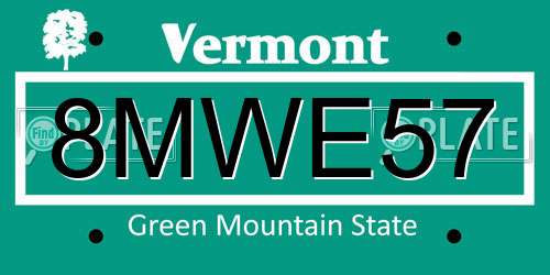 8MWE57 Vermont License Plate