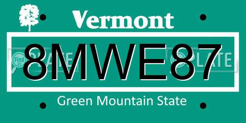 8MWE87 Vermont License Plate